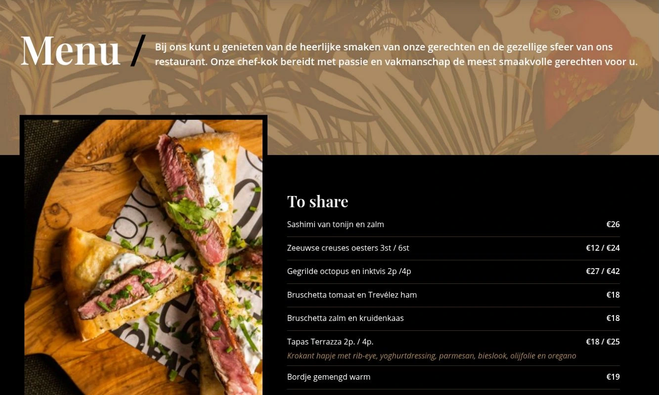 Website van Terrazza Latem